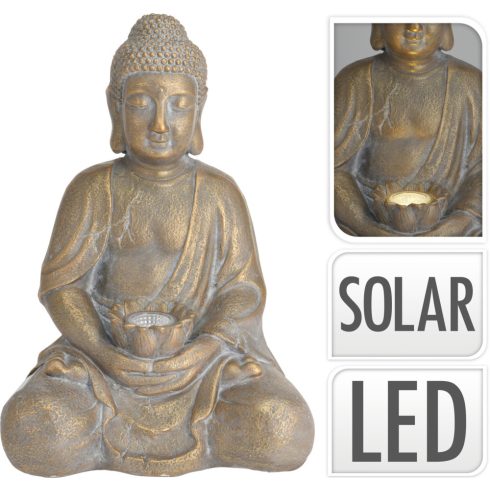 Gotam ülő buddha szobor szolár lámpával 44cm