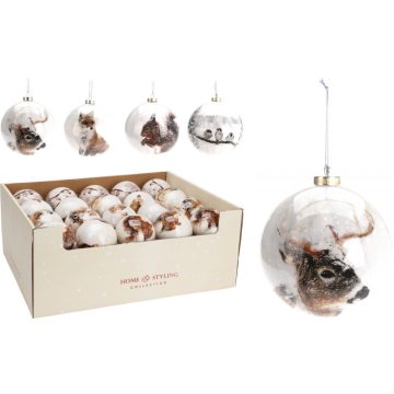   Fox karácsonyi gömb dekoráció többféle állat motívummal  8cm